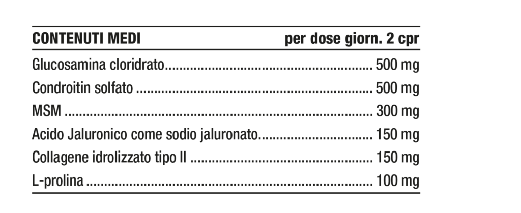 Tabella contenuti Nutriva Artiflex Arti