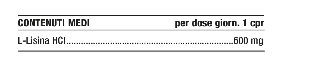 Tabella contenuti Nutriva Lisina H