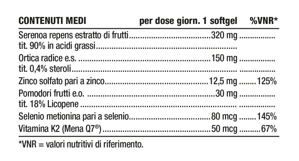 Tabella contenuti Nutriva Prostaplus